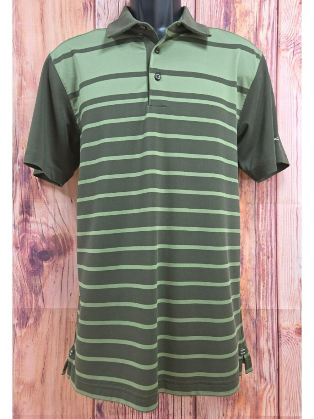 Under Armour HeatGear Green Striped Polo Small Loose Fit